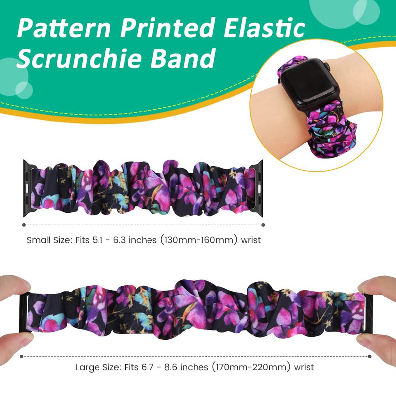 Fimpressiont 10 Packs Compatible with Apple Watch Bands Scrunchies 38mm 40mm 41mm 42 mm 44mm 45mm Women Girls Cute Cloth Pattern Printed Fabric Wristbands Straps Band for iWatch Series 8/7/6/5/4/3/2/SE 38mm/40mm/41mm-Small