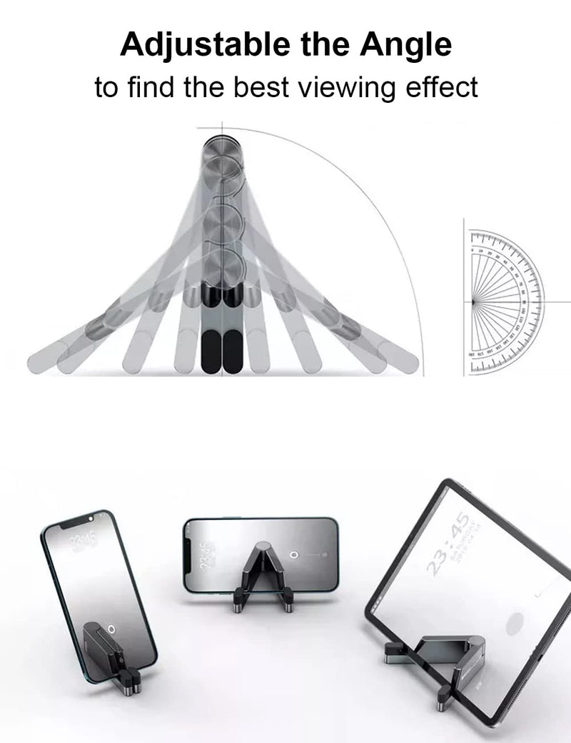 MONEER Cell Phone Stand, Universal Mini Size Portable Aluminum Alloy Foldable Phone Holder for Desk, Compatible with All Mobile Phone, iPhone, iPad Mini, Tablet 4-10.5" Desk Accessories (Black) Black