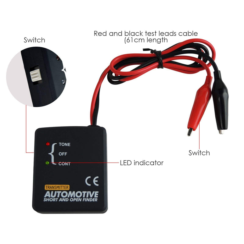 Automotive Car Repair Diagnostic Tool Cable Circuit Wire Tracker Tracers Analyzer Short Open Finder Tester Checker Device Detector Probe DC 6-42V Circuit Tracer