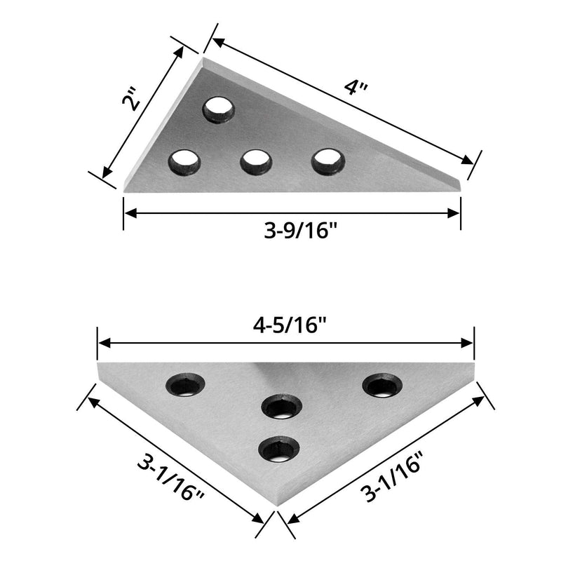 QWORK Solid Angle Plate Set, 2 Pcs Triangle Angle Block, 30-60-90 Degree&45-45-90 Degree, Precision Machinist Measurement Tool