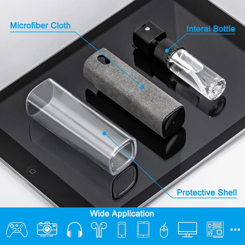 Screen Cleaner Touchscreen Mist Spray, walrfid Cleaning Kit for Electronic Smart Phone TV, Laptop, Tablet, PC, Computer Monitor LCD Flat Screens, Eyeglasses, Compatible with iPhone iPad MacBook Pro Grey