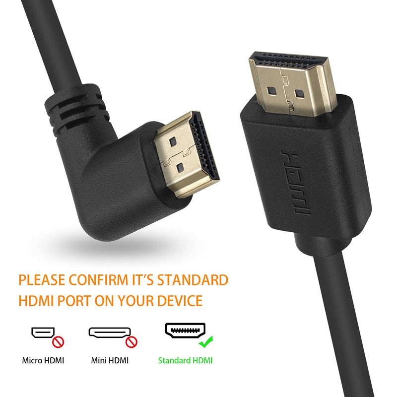 Poyiccot HDMI 2.0 Male to Male Cable 90 Degree, 2 Feet / 60cm Gold Plated High Speed HDMI Male to Male Left Angle Cable 60Hz, 4K 2K (M/M Left)