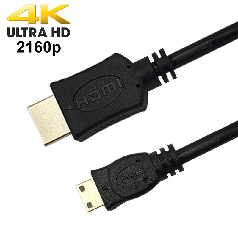 SatelliteSale High-Speed Mini HDMI to HDMI TV Adapter Cable [24K Gold Plated | Copper Core | PVC Jacket] 4K Resolution, 3D, Audio Return Channel, HDMI Ethernet Channel (6 Feet) 6 Feet