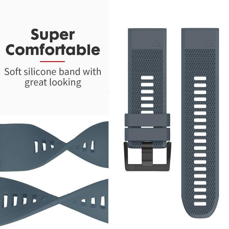 Notocity Compatible Fenix 5 Band 22mm Width Soft Silicone Watch Strap for Fenix 5/Fenix 5 Plus/Fenix 6/Fenix 6 Pro/Forerunner 935/Forerunner 945/Approach S60/Quatix 5(Slate) Slate