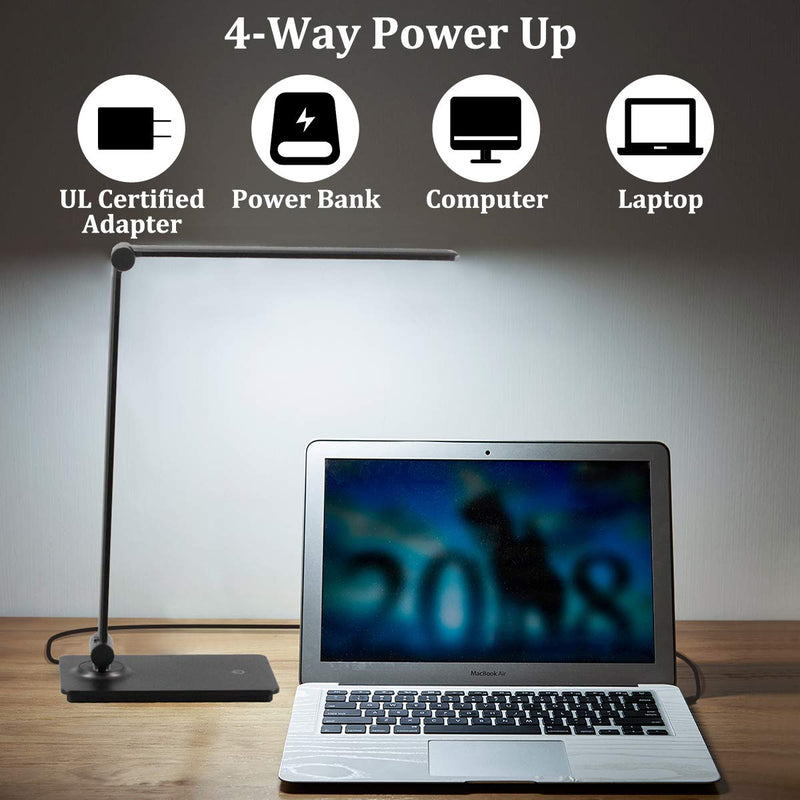 LED Desk Lamp, Touch Control Desk Lamp with 3 Levels Brightness, Dimmable Office Lamp with Adjustable Arm, Foldable Table Desk Lamp for Table Bedroom Bedside Office Study, 5000K, 8W, Black