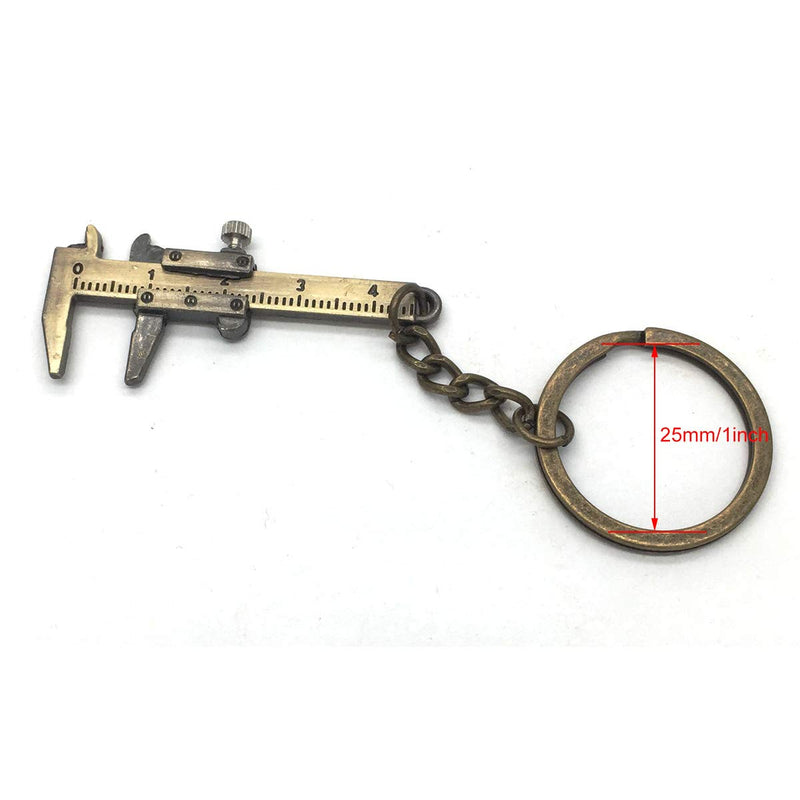 Gold/Silver 40mm Fashion Mini Vernier Caliper Keychain Keyring Alloy, 3D Movable Precision Miniature Pocket Vernier Caliper 2PCS