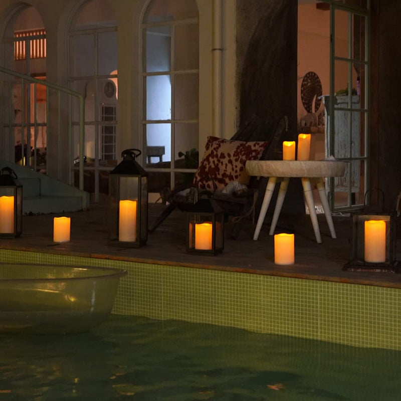 Homemory 6" x 4" Waterproof Outdoor Flameless Candles - Battery Operated Flickering LED Pillar Candles for Indoor Outdoor Lanterns, Long Lasting, Large, Set of 2 4"x 6"