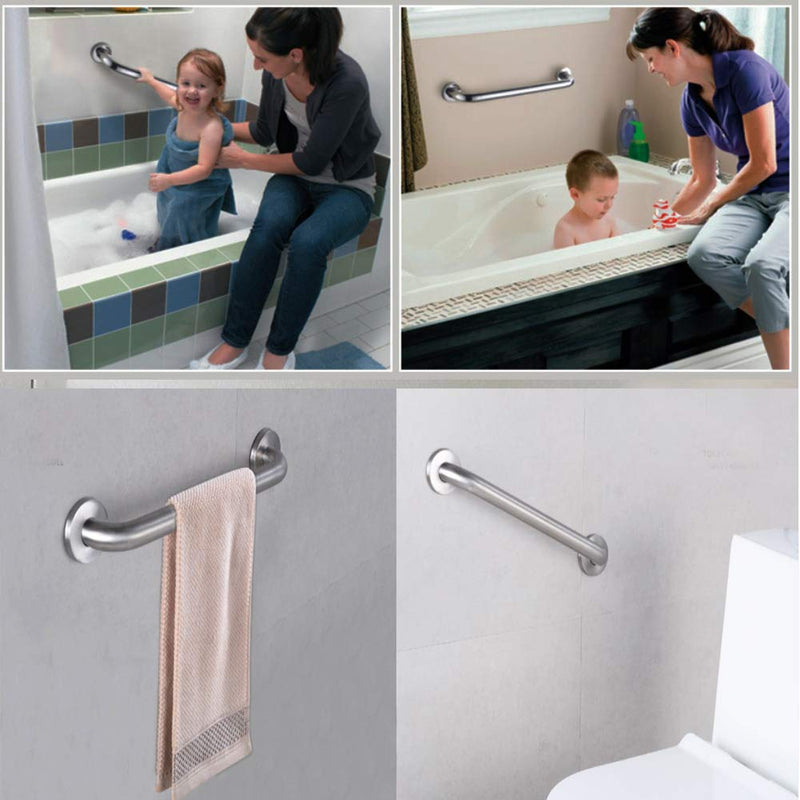 Bathroom Grab Bar Stainless Steel Bath Grab Shower Safety Handle Towel Holder Door Handle for Kids Elderly Disabled Injured Bathroom Safety Aid 12 inch / 300 mm