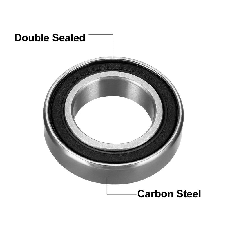 uxcell 6801-2RS Deep Groove Ball Bearing Double Sealed 1180801, 12mm x 21mm x 5mm Carbon Steel Bearings (Pack of 8) 12x21x5mm