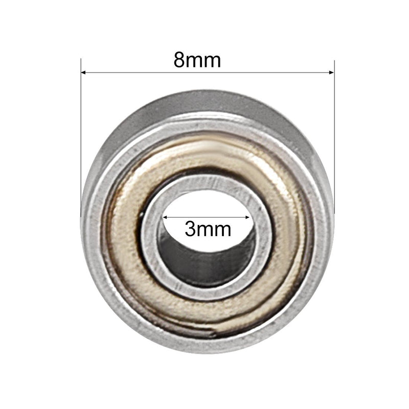 uxcell 693ZZ Deep Groove Ball Bearing Double Shield 693-2Z 2080093, 3mm x 8mm x 4mm Carbon Steel Bearings (Pack of 20) 3mmx8mmx4mm