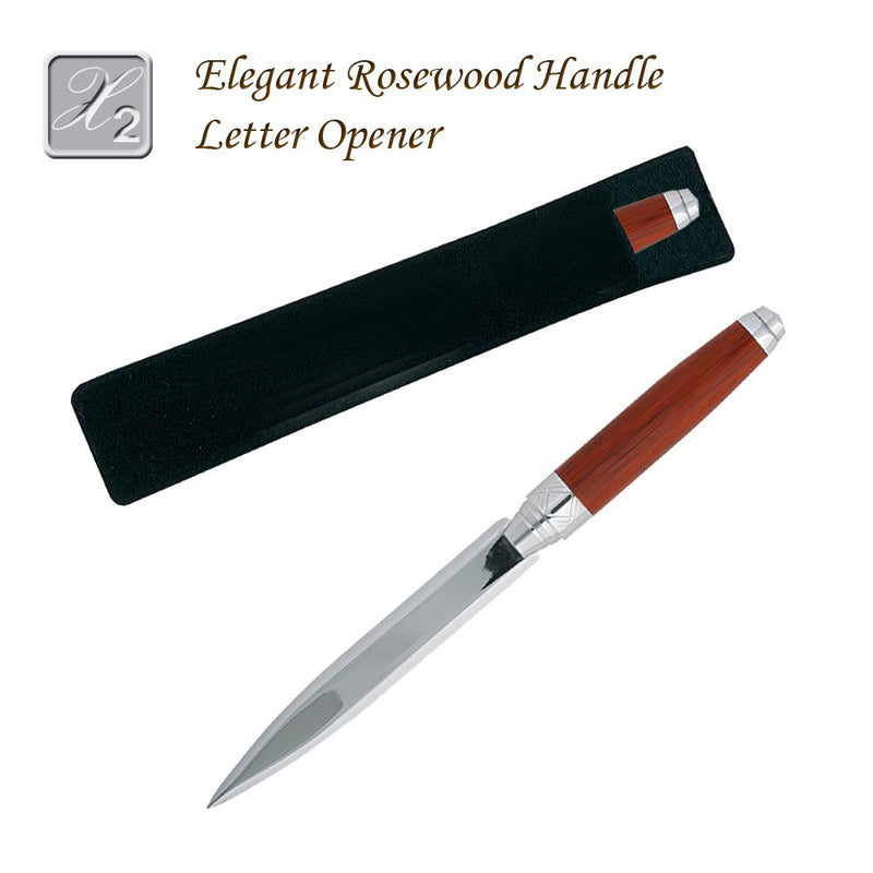 Elegant Luxury Rosewood Handle Letter Opener Rosewood & Chrome