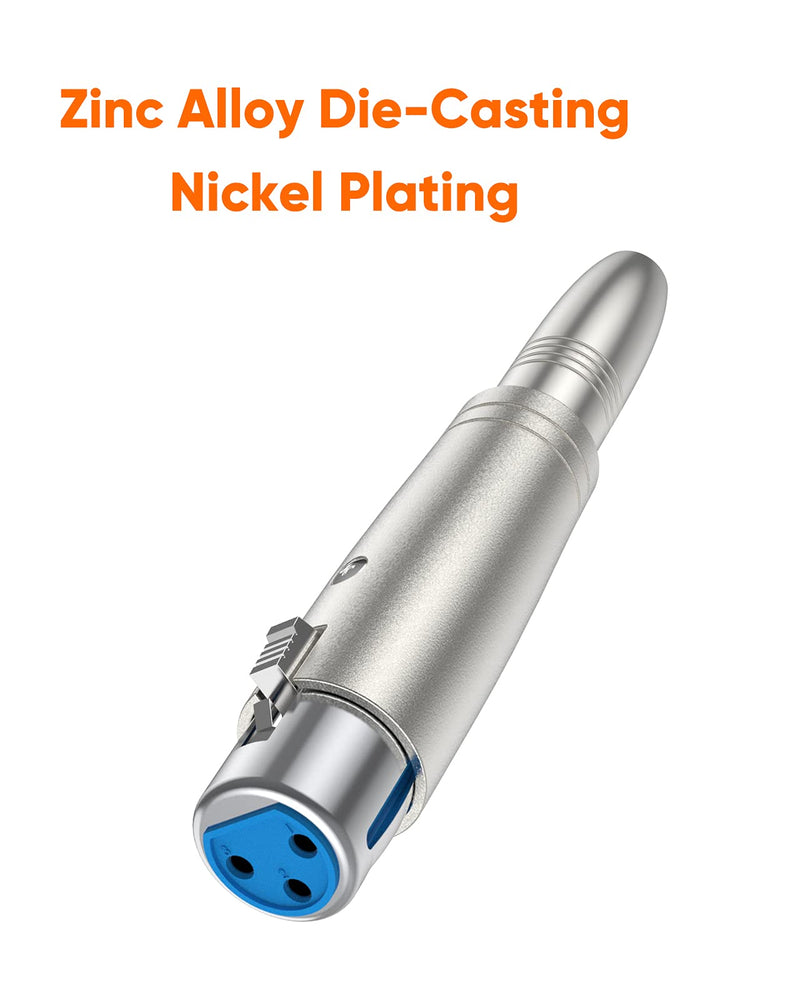 CableCreation XLR 3 Pin Female to 1/4" 6.35mm Female Socket Audio Adapter, Silver [1-Pack]