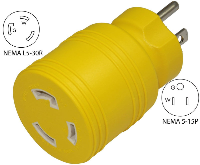 Conntek 30222-YW 15A to L5-30R Plug Adapter Yellow