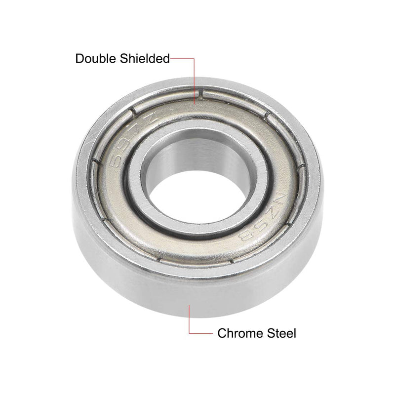 uxcell 697ZZ Deep Groove Ball Bearing 7x17x5mm Double Shielded Chrome Steel Bearings 4-Pack 7mmx17mmx5mm