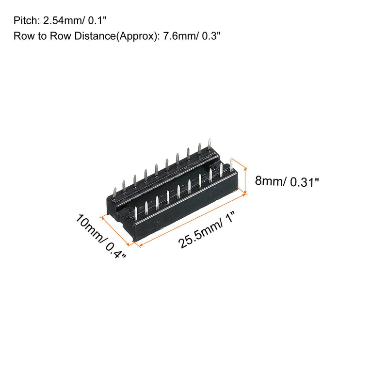 sourcing map DIP IC Chip Socket Adapter Flat Pin 20P 2.54mm Pitch IC Socket for PCB Board Chip, 50 Pack