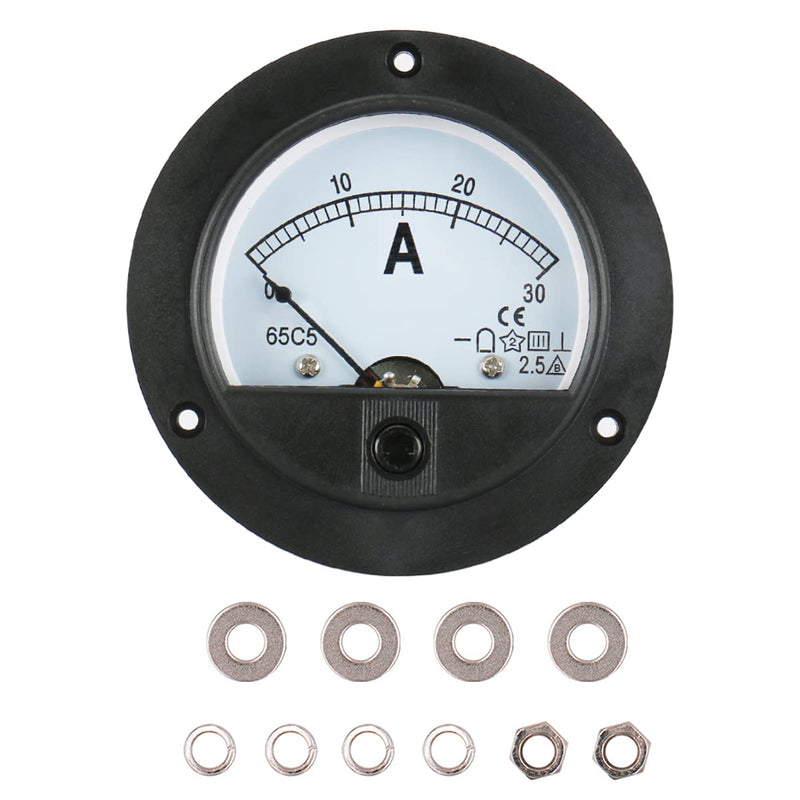 Baomain Ammeter 65C5 Ampere Panel Meter Analog Ammeter Built-In Shunt DC 0-30 A Class 2.5 CE Listed