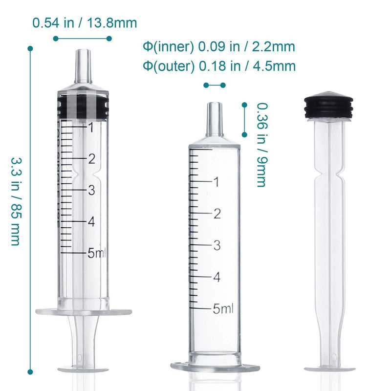 12 Pack - 5ml Plastic Syringes Separate Sterile Packaging Small Syringe Without Needle for Plant Hydroponic Liquid Measurement Pets Feeding Tools (12Pcs 5ML/CC)