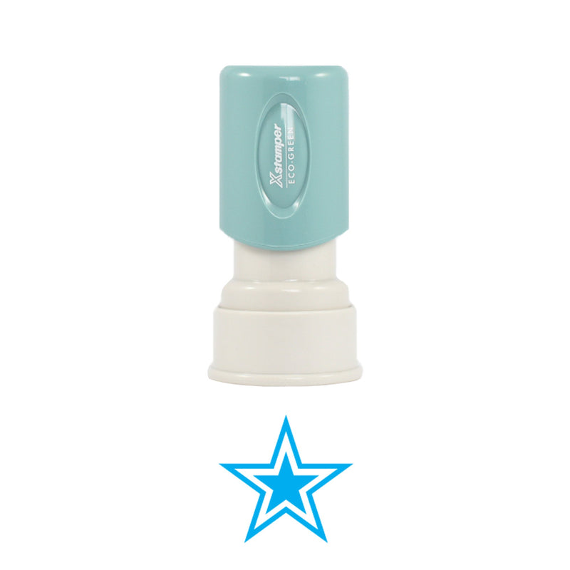 11421 Xstamper Star Pre Inked Rubber Stamp, 5/8" Diameter Impression Size, Light Blue