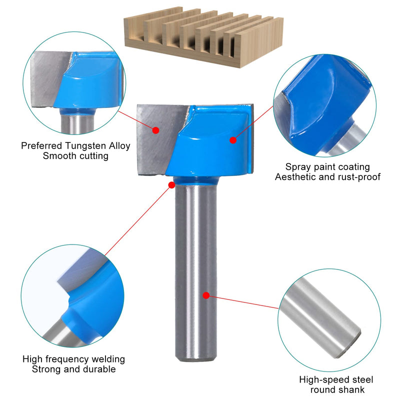 6 pieces shaft floor cleaning cleaning cutter set, cutter for router 8 mm shank, surface end mill for wood, woodworking (10 mm, 15 mm, 20 mm, 22 mm, 25 mm, 30 mm) 1