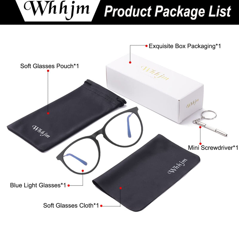 WHHJM Blue Light Blocking Glasses for Women Men Retro Cat Eye Metal Frame Non-prescription Eyeglasses Black/Black 55 Millimeters