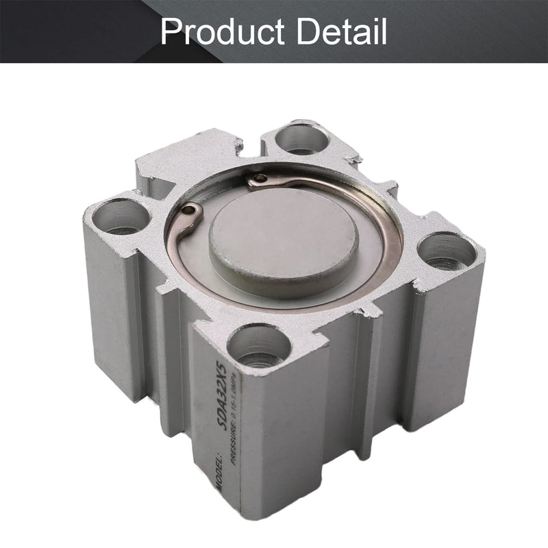 Othmro SDA32 x 5 Sealing Thin Air Cylinder Pneumatic Air Cylinders, 32mm/1.26inch Bore 5mm/0.2inch Stroke Aluminium Alloy Pneumatic Components for Pneumatic and Hydraulic Systems 1pcs