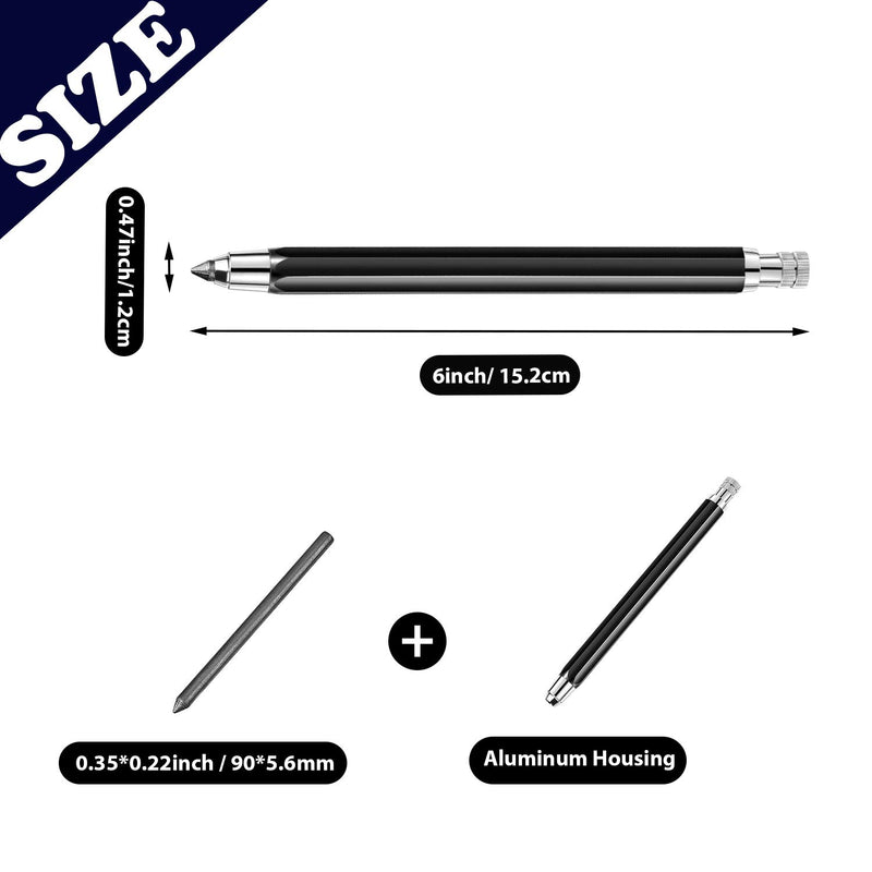 3 Pieces 5.6 mm Holder Mechanical Pencils Sketch up Automatic Mechanical Graphite Pencil for Draft Drawing, Shading, Crafting, Art Sketching, Wood Working Black