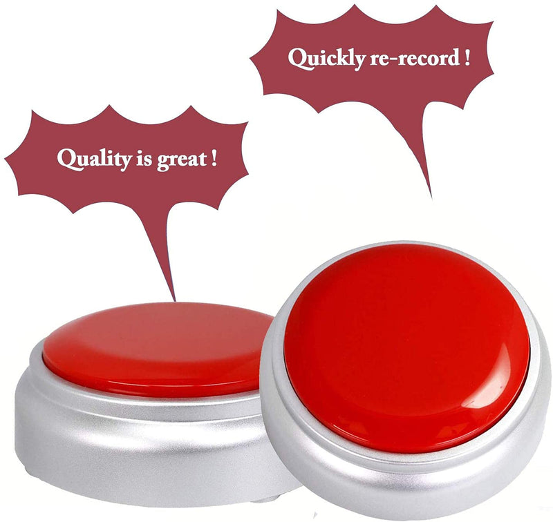 Netual Voice Recorder Buttons Sound Buttons Recordable Custom Easy Button Record Any 30S Message Battery Included(Red+Silver)