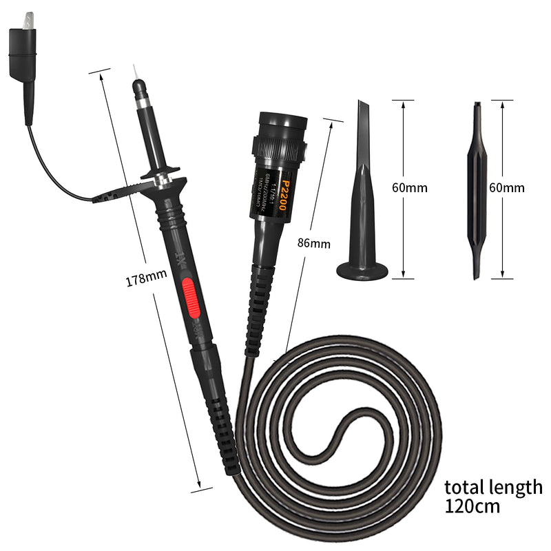 Goupchn Oscilloscope Clip Probes 200MHz Fully Insulated BNC End Probe with Accessories Kit 1X 10X