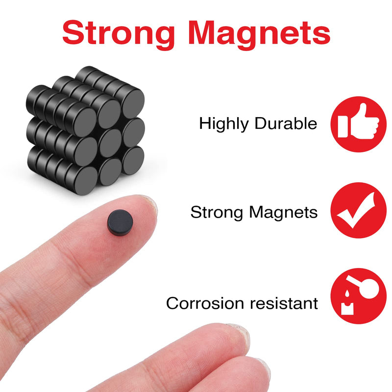 TRYMAG Round Magnets Small, Neodymium Disc Magnets, 45 Pcs Strong Rare Earth Magnets Tiny Black Round Refrigerator Magnets for Crafts, Whiteboard, Billboard, Hobbies, Office 6x3mm-45Pcs-Black