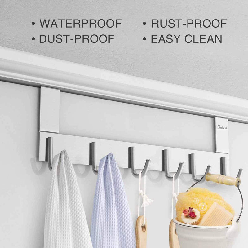 Over The Door Towel Rack Hook Holders Organizer, Anjuer Metal Coat Hanger 6 Hooks Over Door Hanger 6 hook R
