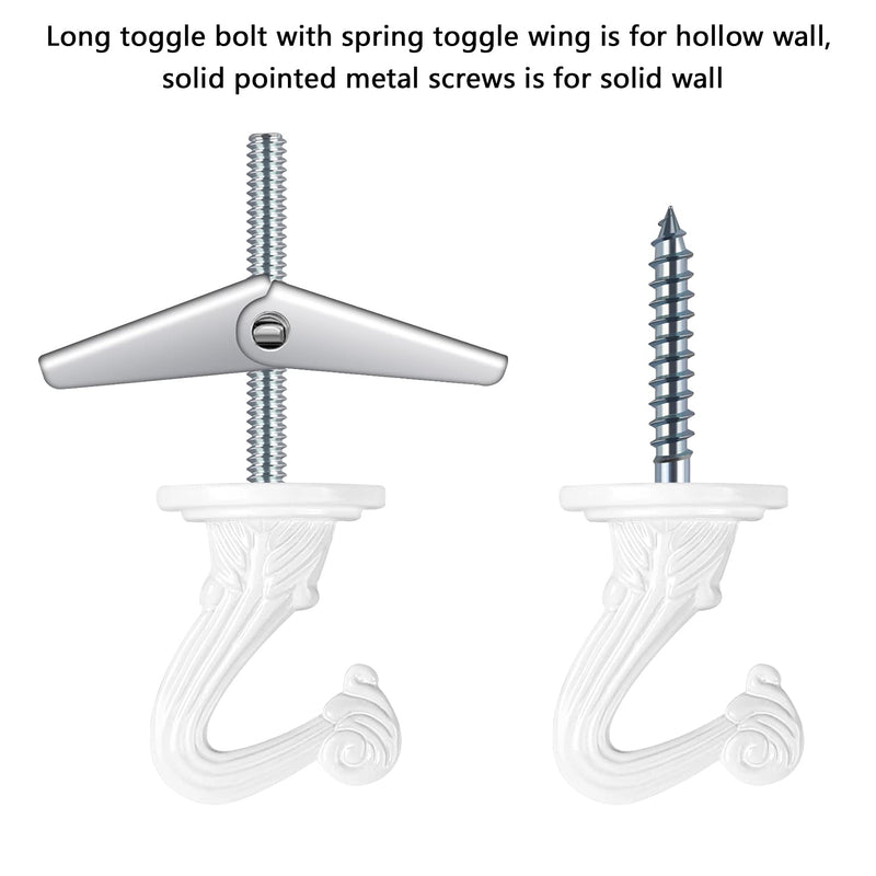 10 Sets Ceiling Hooks - Heavy Duty Swag Hook with Hardware for Hanging Plants Ceiling Installation Cavity Wall Fixing White