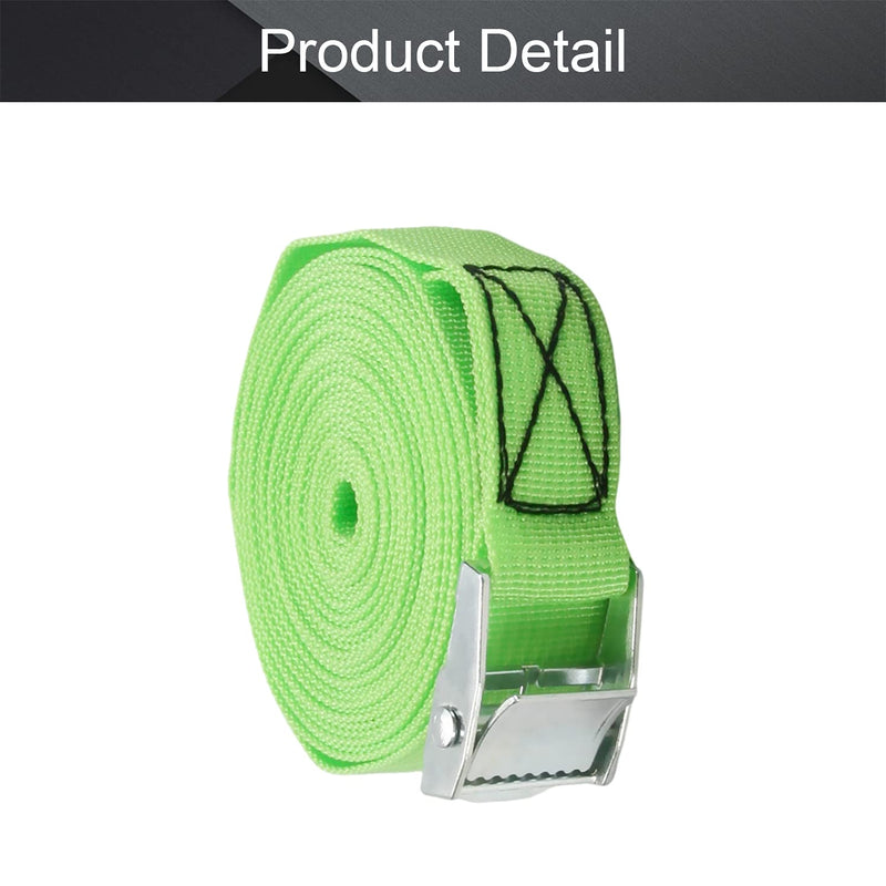 MroMax 0.98" Width x 16.4ft Length Lashing Straps Polypropylene Cam Buckle Lashing Straps 200Kg Load Cargo Tie Down Strap 25mm x 5M for Moving Cargo Green Tone 1Pc