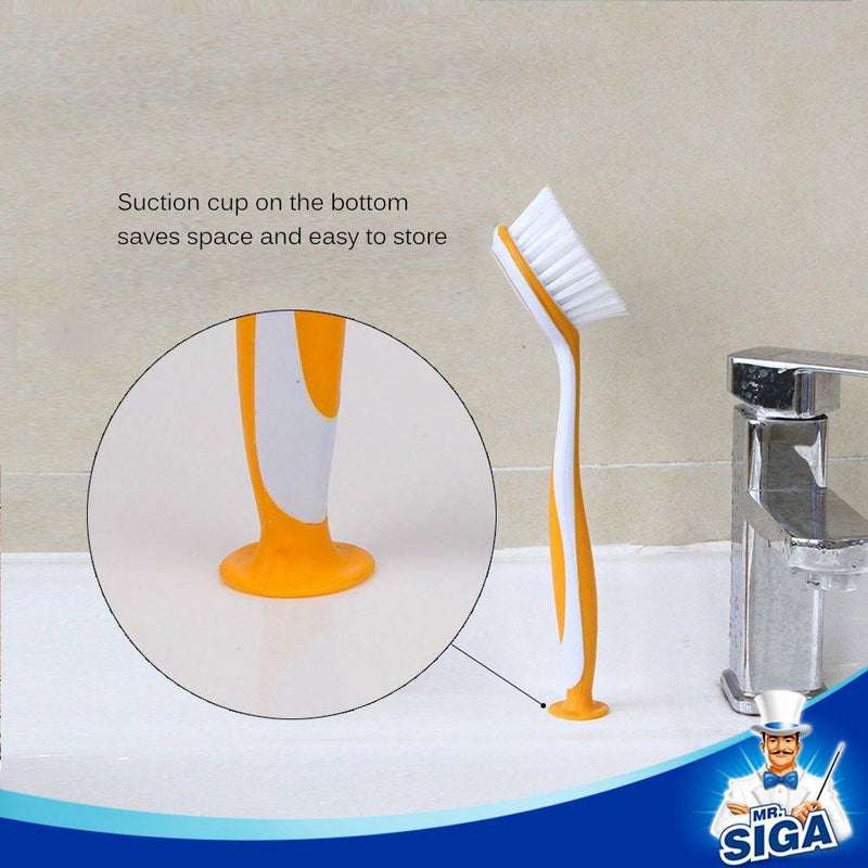MR.SIGA Round Dish Brush, Size: Dia 5.5 x 25cm - Pack of 3