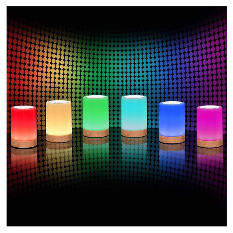 ROYFACC Night Light Touch Sensor Lamp Bedside Table Lamp for Kids Bedroom Rechargeable Dimmable Warm White Light + RGB Color Changing