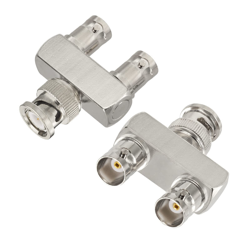Eightwood BNC Splitter Adapter 2-Pack BNC Male to Dual BNC Female Tee Type 3 Way Audio RF Coax Connector bnc adapter 2-pack