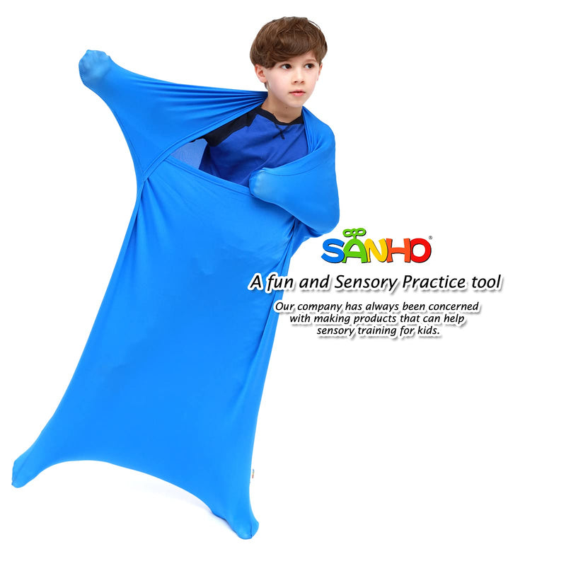 SANHO Premium Sensory Sock,Body Sock,Updated Version, X-Large, 70" L x 28" W, Good for Height: 65"-75" Blue