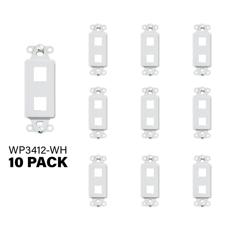 Legrand - OnQ 2 Port Decorator Outlet Strap, Wall Outlet Cover, Keystone Wall Plate, Outlet Cover for Keystone Wall Plate 2 Port, White, WP3412WH, 10 Pack Pack of 10
