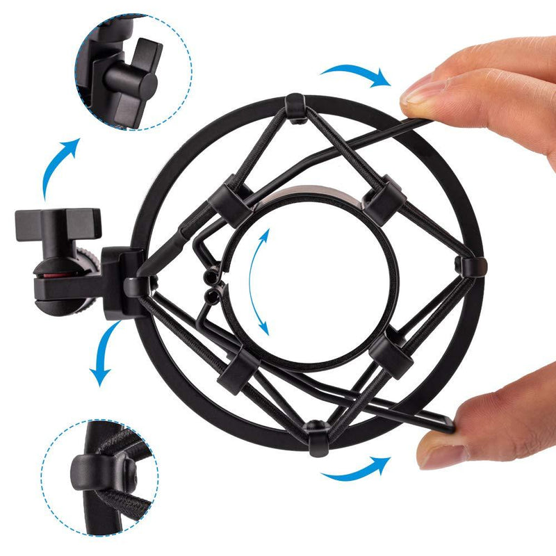 LYRCRO Microphone Shock Mount, Mic Anti-Vibration Suspension Shock Mount Holder Clip for 44mm-49mm Diameter Condenser Mic