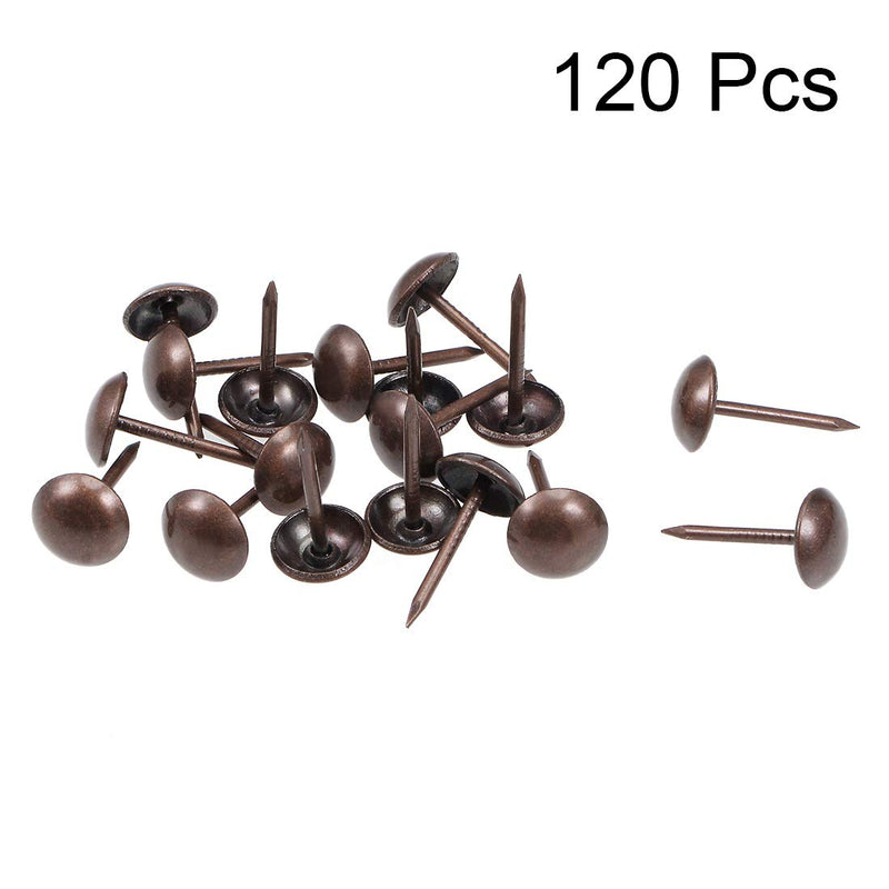 uxcell Upholstery Nails Tacks 9mm Head Dia Antique Round Thumb Push Pins Copper Tone for Furniture Sofa Headboards, 120 Pcs