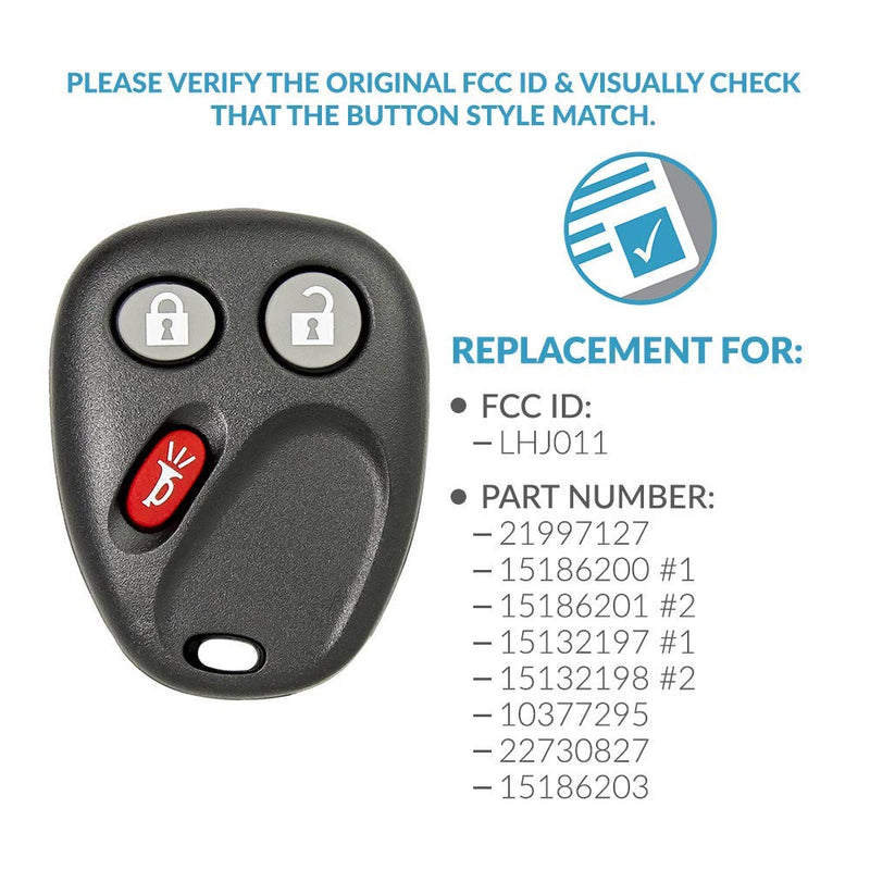 Keyless2Go Replacement for Keyless Entry Car Key Vehicles That Use 3 Button LHJ011-2 Pack