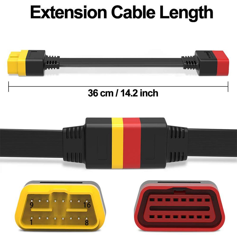 OBD2 Extension Cable, Professional Automotive Diagnostic Scan Tool Full 16 Pin Extension Cable for ODBII Scanner Forscan Check All Car Vehicles Computer Engine Code Reader - 36cm/14.2in 14.2 inch