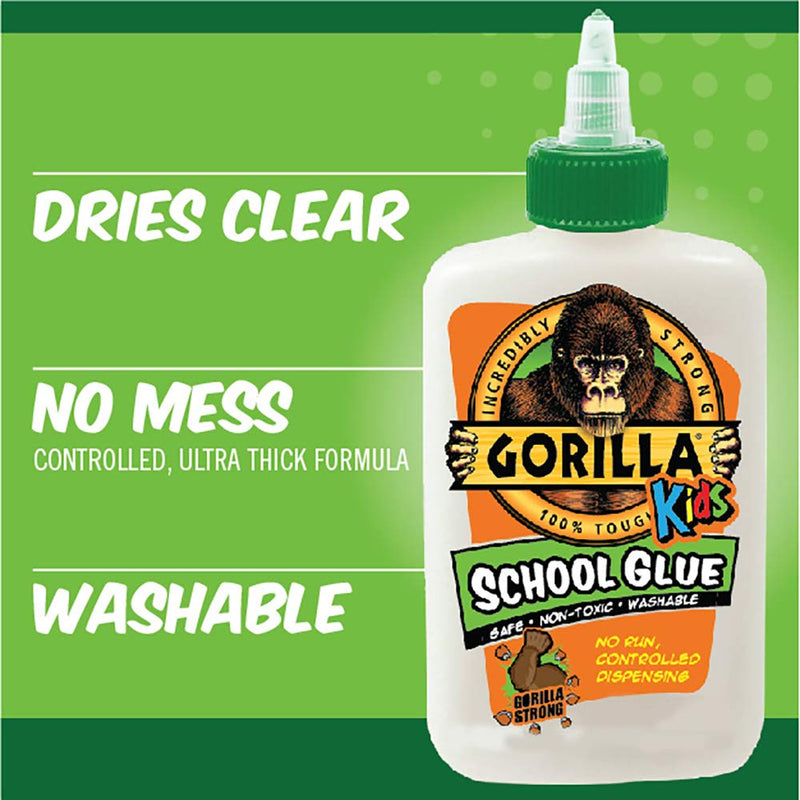 Gorilla Kids School Glue, 4 ounce. Bottle, White, (Pack of 1) 1 - Pack