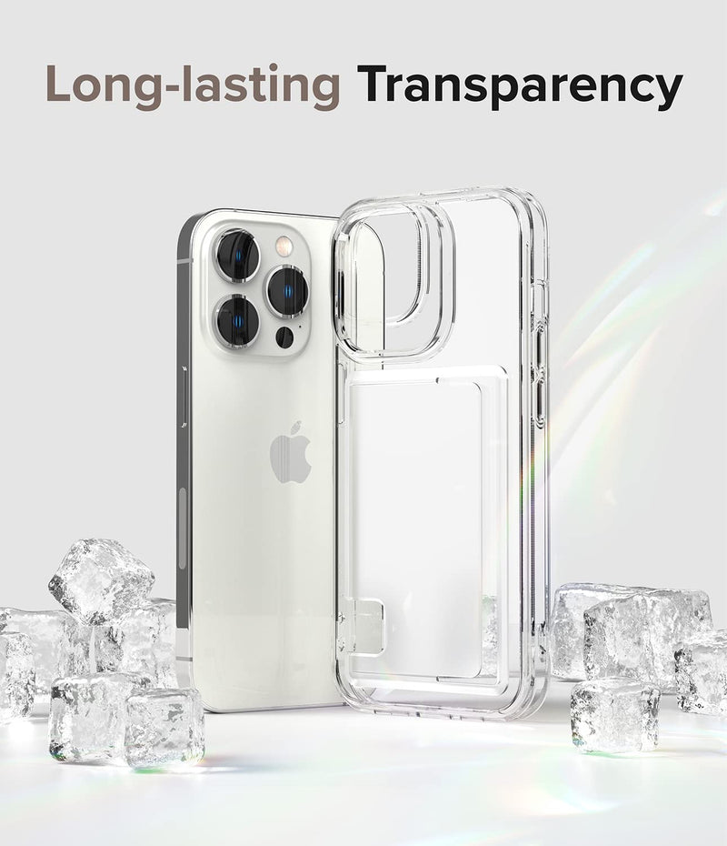 Ringke Fusion Card [Transparent Wallet] Compatible with iPhone 14 Pro Max Case 6.7 Inches, Hard Back with Build-in Card Slot Holder Phone Cover for Women, Men - Clear