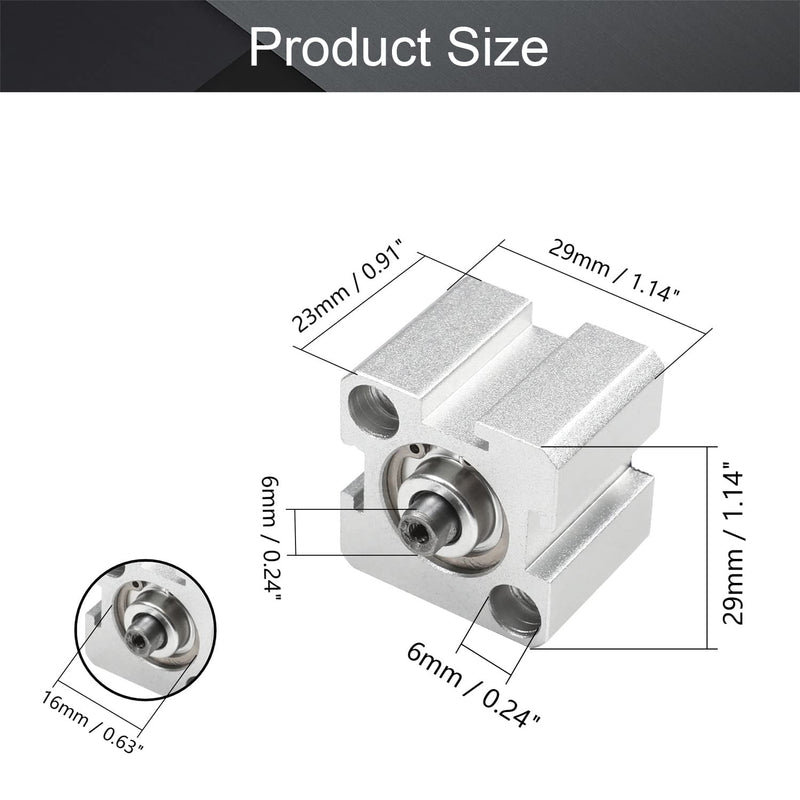 Othmro SDA16 x 5 Sealing Thin Air Cylinder Pneumatic Air Cylinders, 16mm/0.63inch Bore 5mm/0.2inch Stroke for M5 Aluminium Alloy Pneumatic Components for Pneumatic and Hydraulic Systems 1pcs
