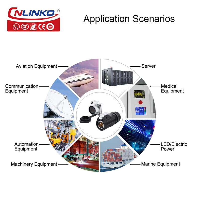 CNLINKO LP20 series waterproof connector, IP65/ IP67 Fast locking connect, 20A 500V 2pin m20 male and female LED outdoor power connector (2 pin) 2 pin