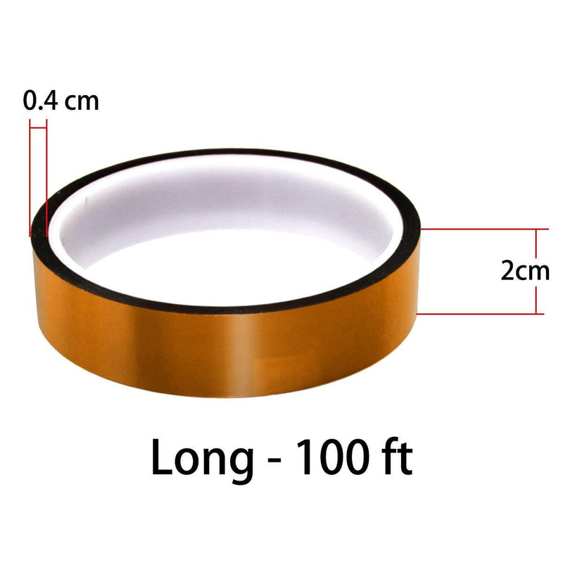 HiLetgo 2pcs 20mm 100ft Gold High Temperature Heat Resistant Tape Polyimide BGA