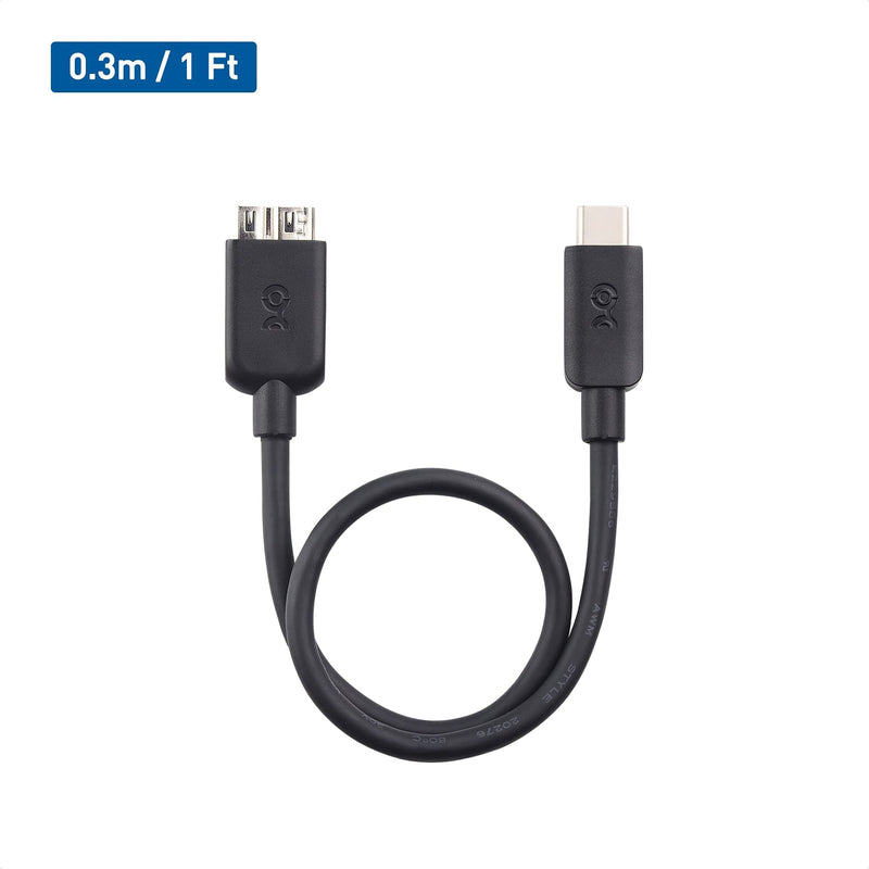 Cable Matters USB C to Micro USB 3.0 Cable 1 ft with 10 Gbps Data Transfer (USB C to Micro B 3.0, USB C Hard Drive Cable) in Black