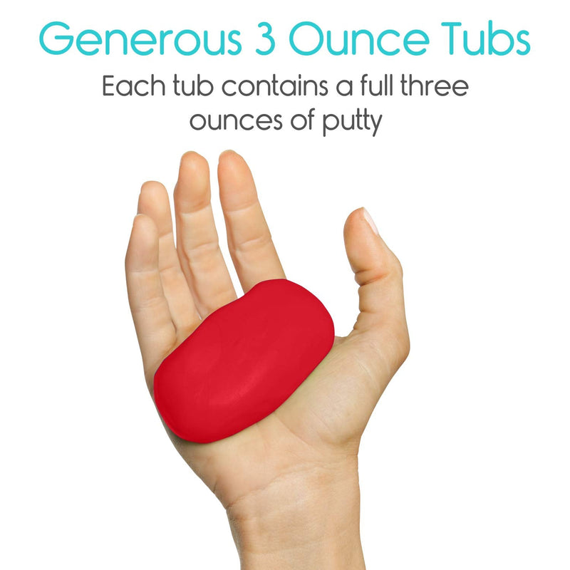 Vive Therapy Putty, Occupational Hand Tools (2 Pack) - Sensory Stress Relief - for Physical Exercise, Finger Pain, Grip Strength, Rehab, Arthritis, Adults, Forearms, Fidgeting, Motor Skills Red (X-firm)