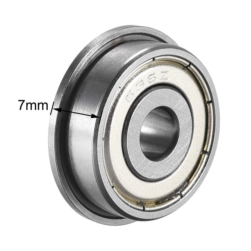 uxcell F636ZZ Flanged Ball Bearing 6x22x7mm Double Metal Shielded (GCr15) Chrome Steel Bearings 10pcs