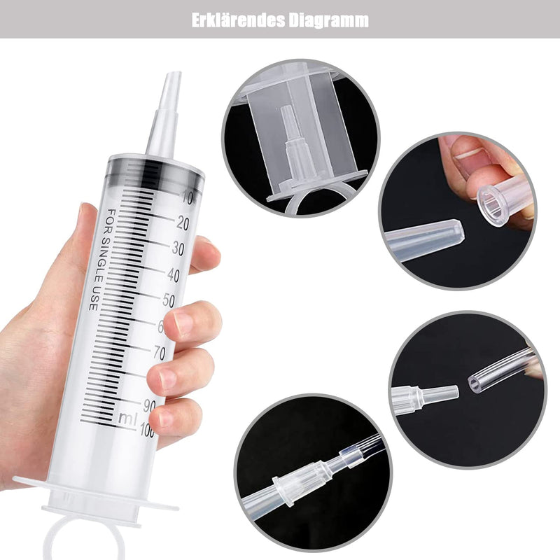Plastic syringe, 2 pieces 150ML syringe set with hose for science laboratories, factories and daily use 150 ML